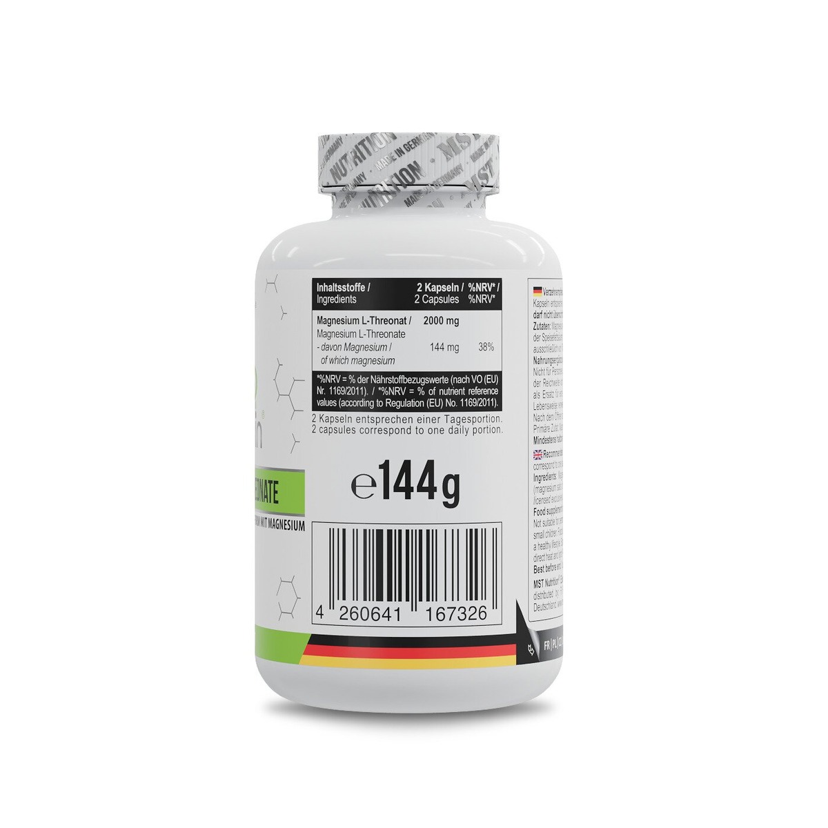 Магній л-треонат MST Nutrition Magnesium L-Threonate 1000 mg, 120 капсул для нервової системи. Фото 2