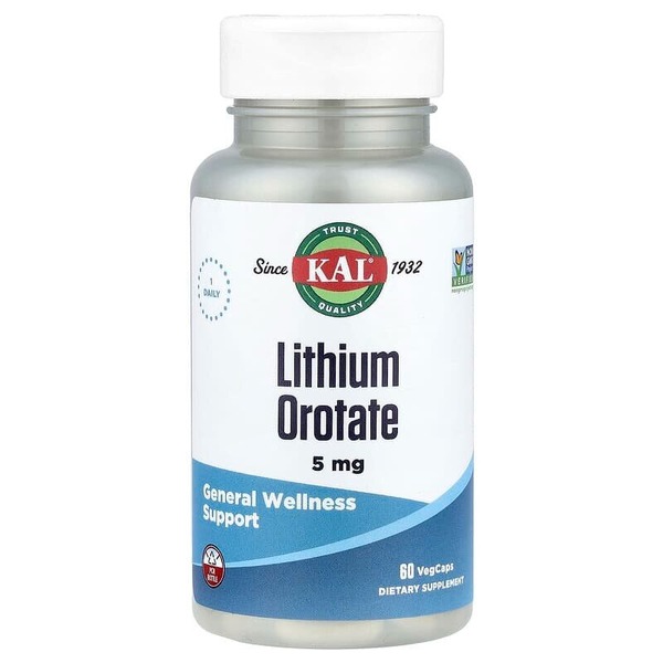 Литиум оротат KAL Lithium Orotate 5 mg, 60 вегакапсул