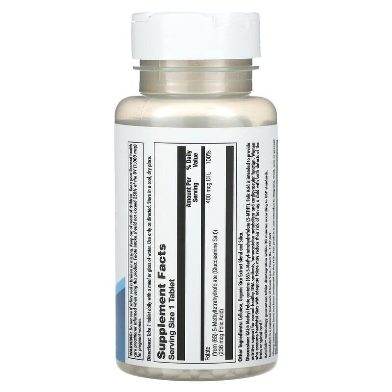 Фолиевая кислота KAL Methyl Folate 400 mcg, 90 таблеток. Фото 2