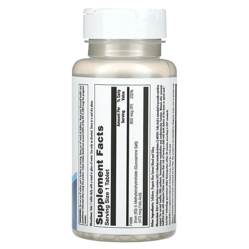 Фолиевая кислота KAL Methyl Folate 800 mcg, 90 таблеток. Фото 2