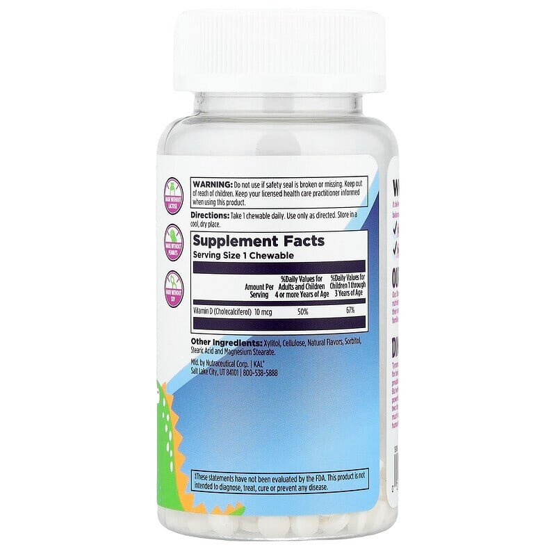 Витамин Д для детей KAL Vitamin D-Rex, 90 жевательных таблеток. Фото 2