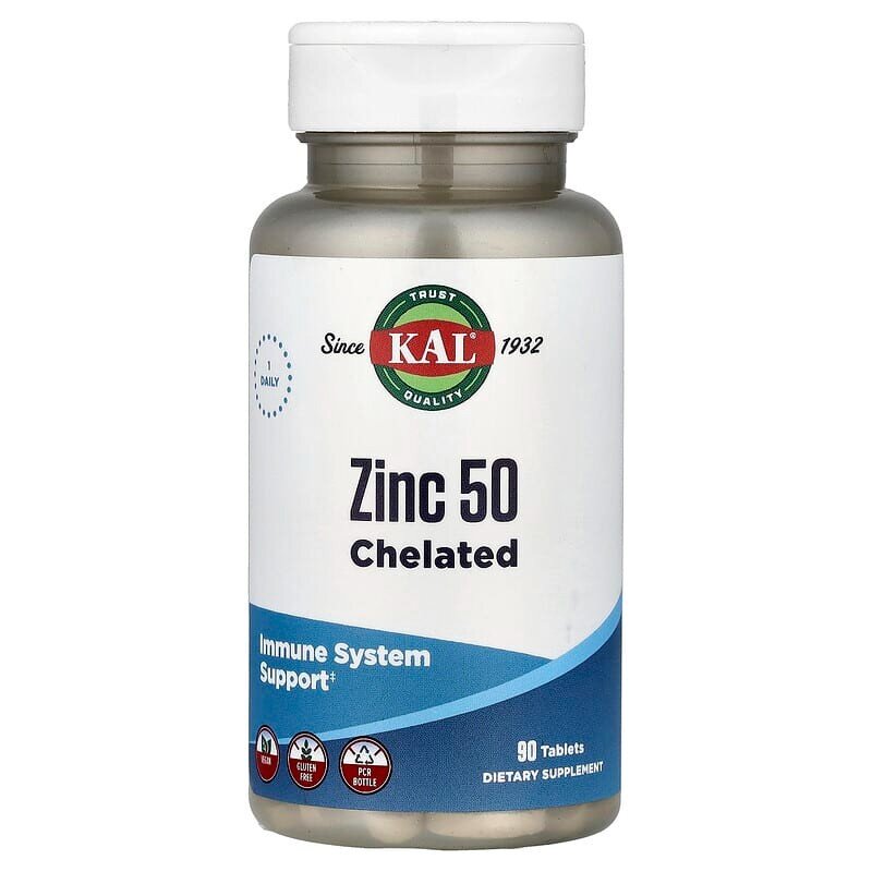Хелатний цинк KAL Zinc 50 Chelated, 90 таблеток