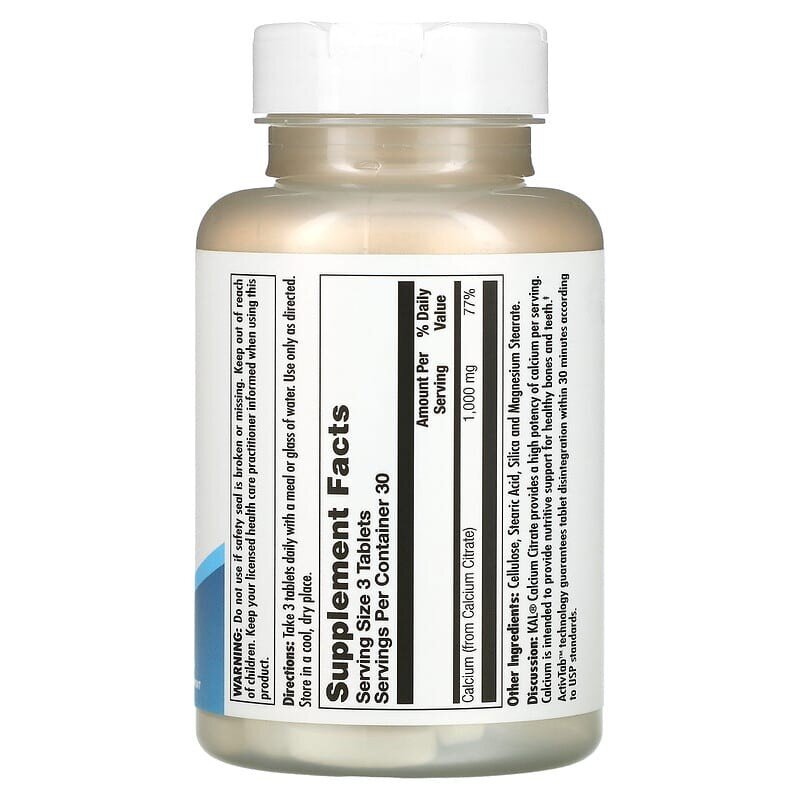 Цитрат кальция KAL Calcium Citrate 1000 mg, 90 таблеток. Фото 2
