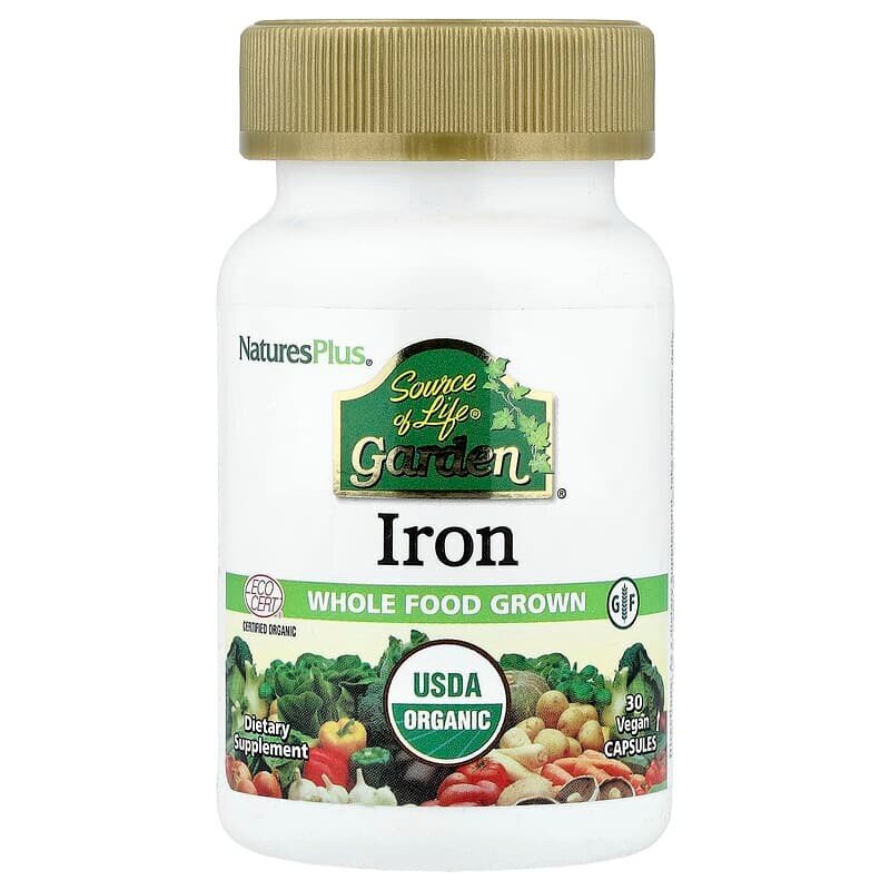 Железо Natures Plus Source of Life Garden Iron, 30 вегакапсул