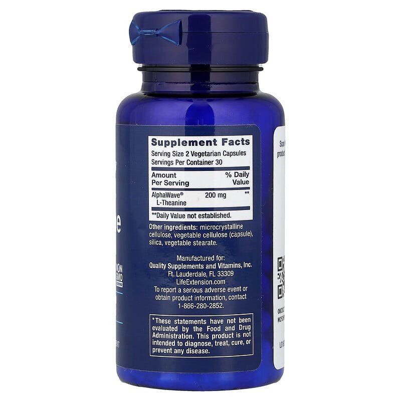 Тіанін Life Extension L-Theanine 100 mg, 60 вегакапсул. Фото 2
