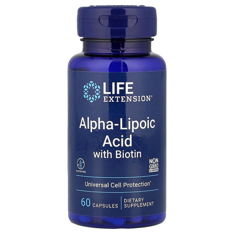 Натуральная добавка Life Extension Alpha-Lipoic Acid with Biotin, 60 капсул