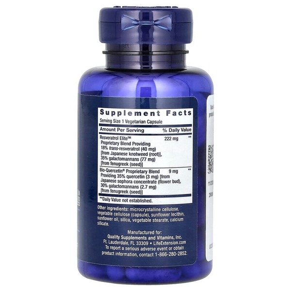 Натуральная добавка Life Extension Resveratrol Elite, 30 вегакапсул. Фото 2