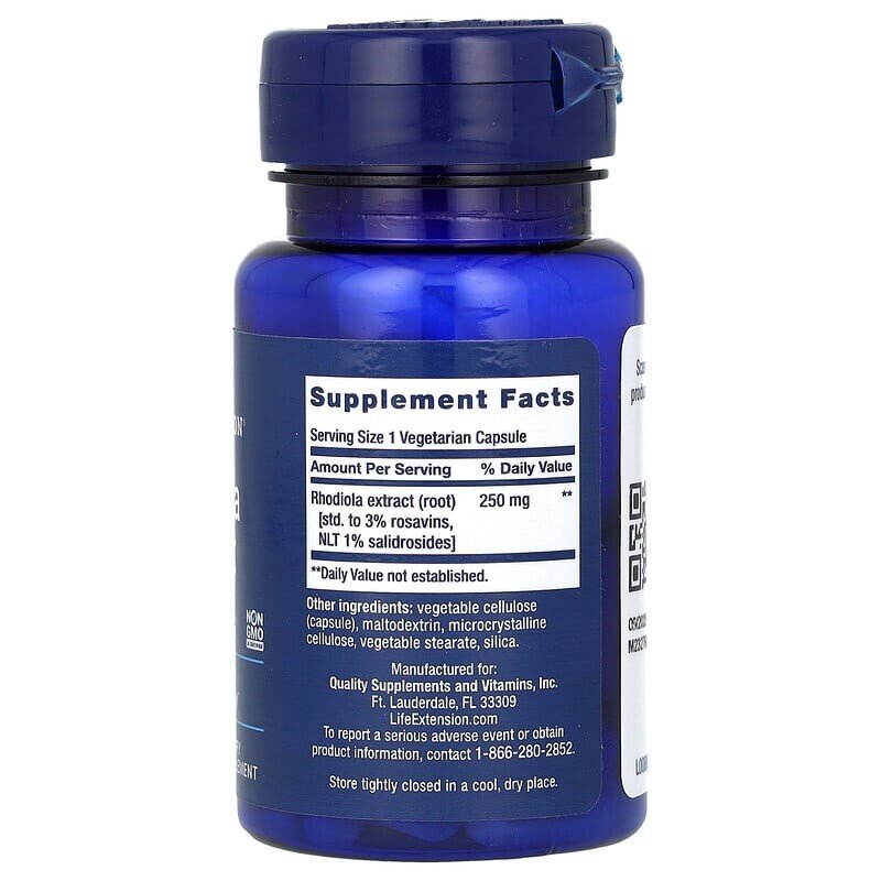 Экстракт радиолы Life Extension Rhodiola Extract 250 mg, 60 вегакапсул. Фото 2