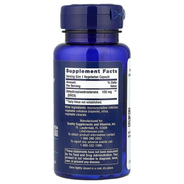 Стимулятор тестостерону Life Extension DHEA 100 mg, 60 вегакапсул. Фото 2