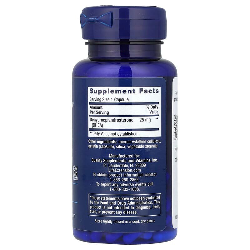 Стимулятор тестостерону Life Extension DHEA 25 mg, 100 капсул. Фото 2