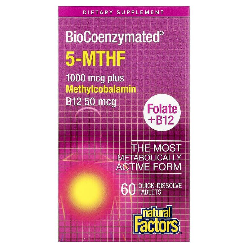 Вітаміни та мінерали Natural Factors BioCoenzymated Methylfolate 1000 mcg, 60 таблеток. Фото 2