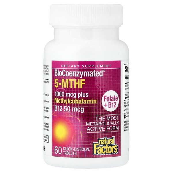 Вітаміни та мінерали Natural Factors BioCoenzymated Methylfolate 1000 mcg, 60 таблеток