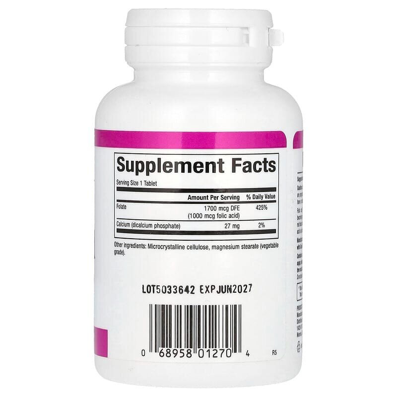Вітаміни та мінерали Natural Factors Folic Acid 1000 mcg, 90 таблеток. Фото 2