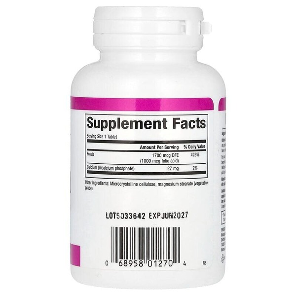 Вітаміни та мінерали Natural Factors Folic Acid 1000 mcg, 90 таблеток. Фото 2