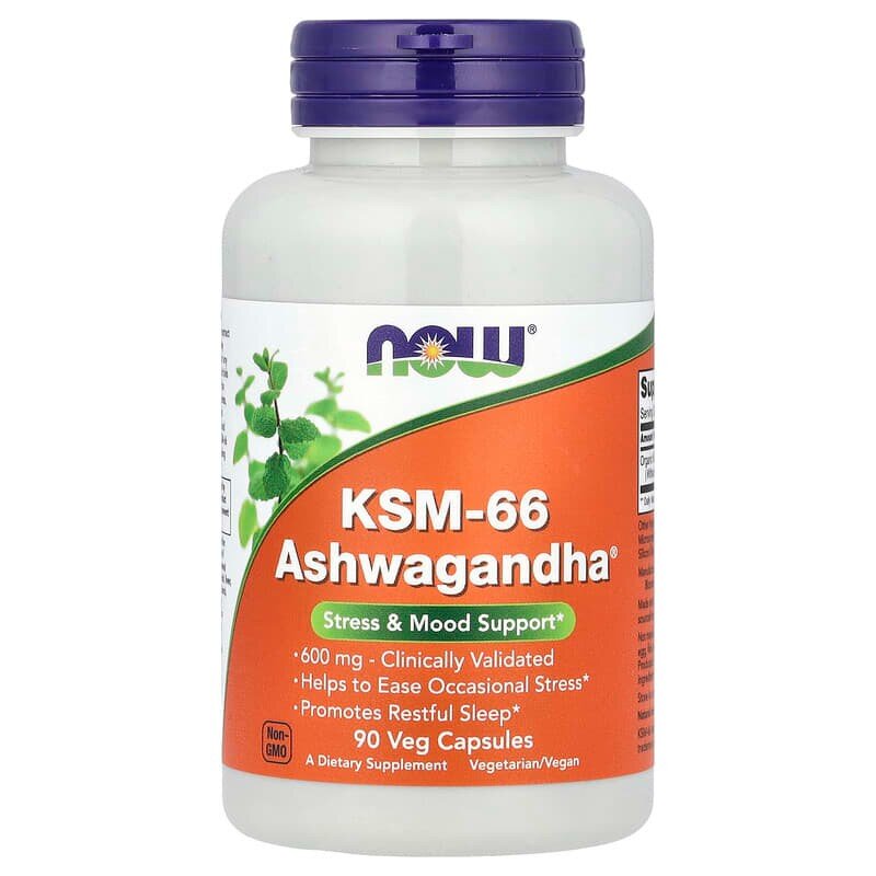 Ашваганда NOW KSM-66 Ashwagandha 600 mg, 90 вегакапсул