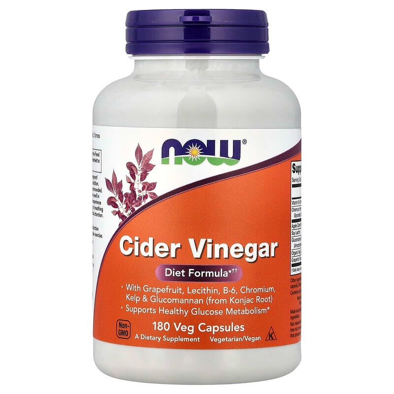 Яблочный уксус NOW Cider Vinegar, 180 капсул