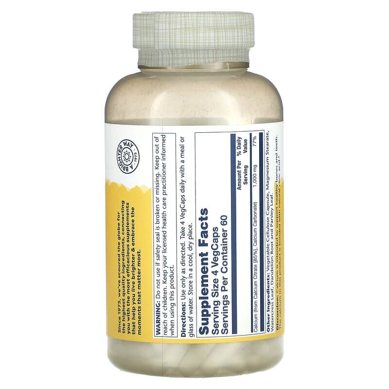 Вітаміни та мінерали Solaray Calcium Citrate, 1000 mg. Фото 2