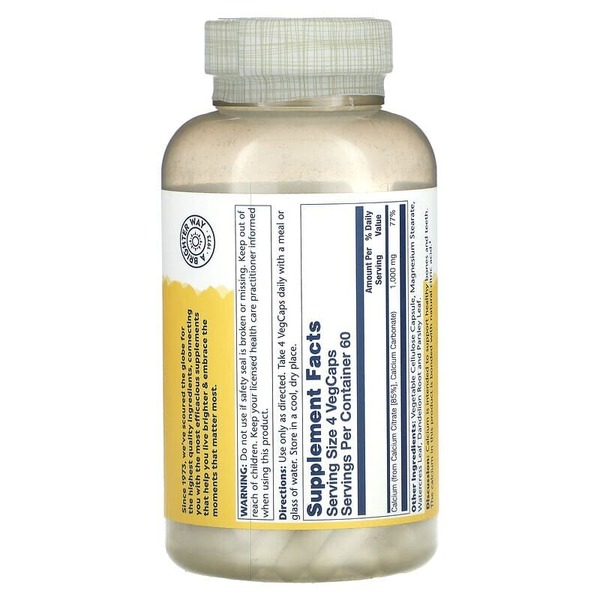 Вітаміни та мінерали Solaray Calcium Citrate, 1000 mg. Фото 2