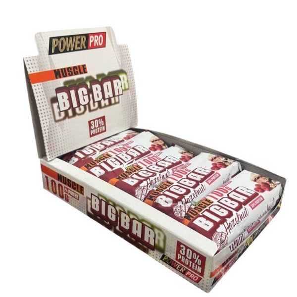 Батончик Power Pro Muscle Big Bar 30% Protein, 10*100 грамм - Фундук