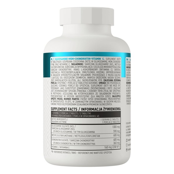 Хондропротектор OstroVit Glucosamine+MSM+Chondroitin+Vitamin C, 90 таблеток. Фото 2