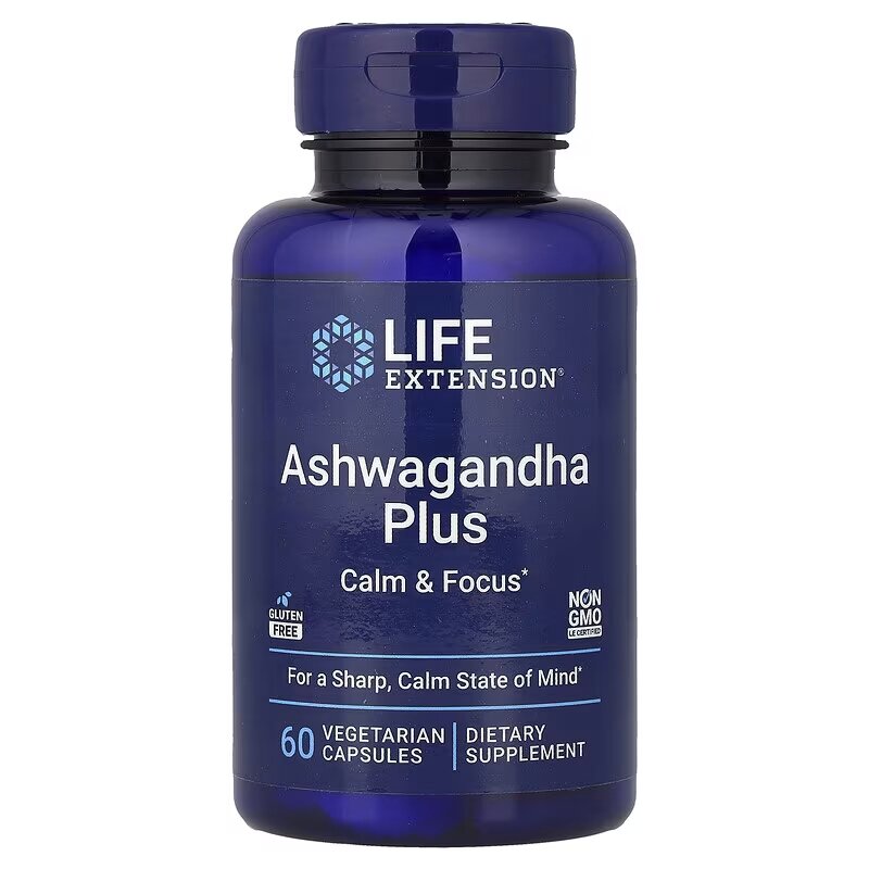 Ашваганда і мʼята Life Extension Ashwagandha Plus, 60 вегакапсул