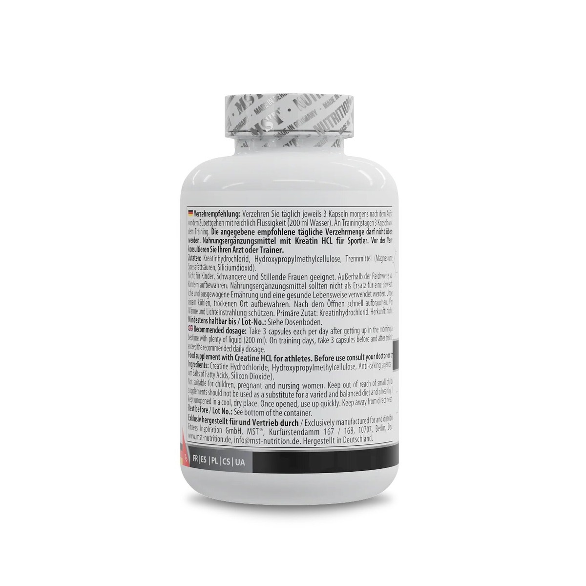 Креатин гидрохлорид MST Nutrition Creatine HCL, 180 вегакапсул. Фото 3