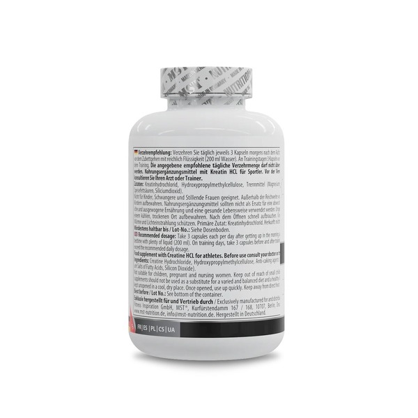 Креатин гидрохлорид MST Nutrition Creatine HCL, 180 вегакапсул. Фото 3