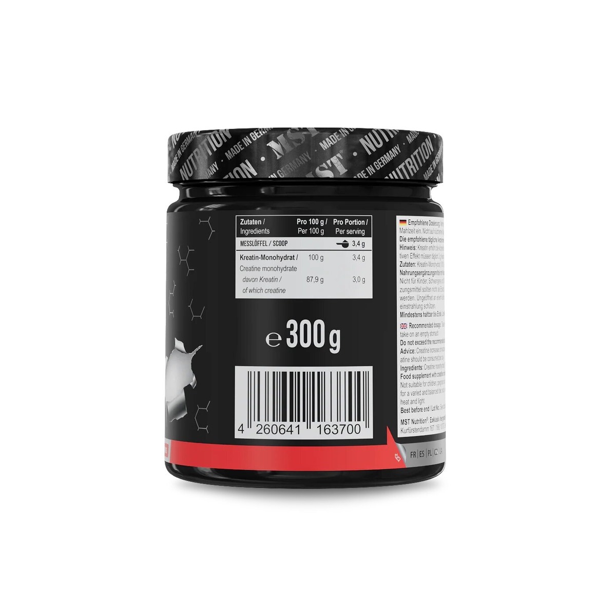 Моногідрат креатину MST Nutrition Creatine Monohydrate, 300 грам. Фото 2