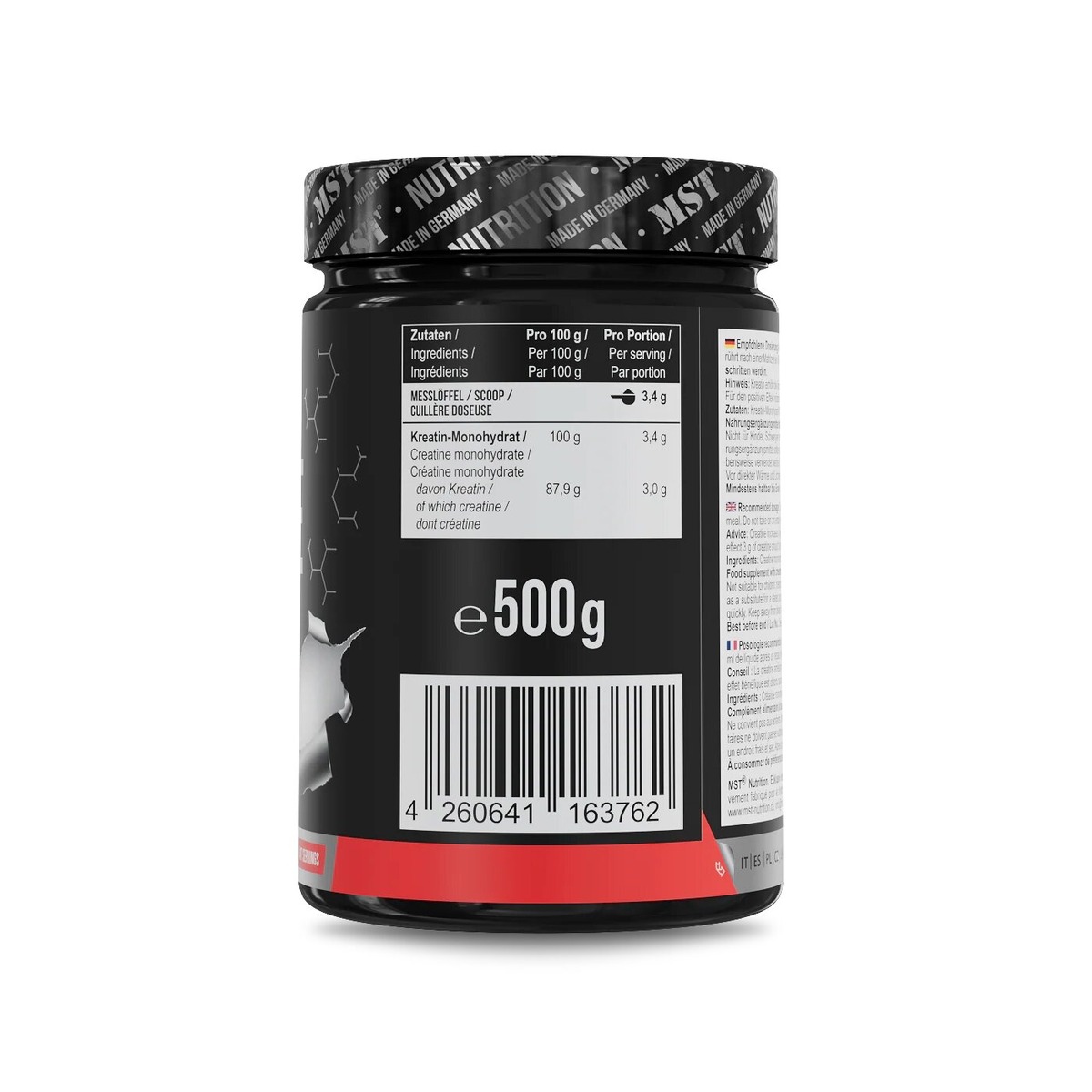 Моногидрат креатина MST Nutrition Creatine Monohydrate, 500 грамм. Фото 2