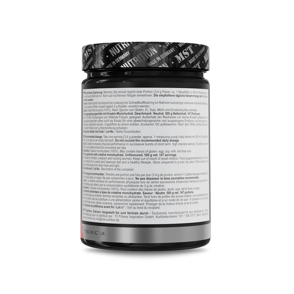 Моногидрат креатина MST Nutrition Creatine Monohydrate, 500 грамм. Фото 3