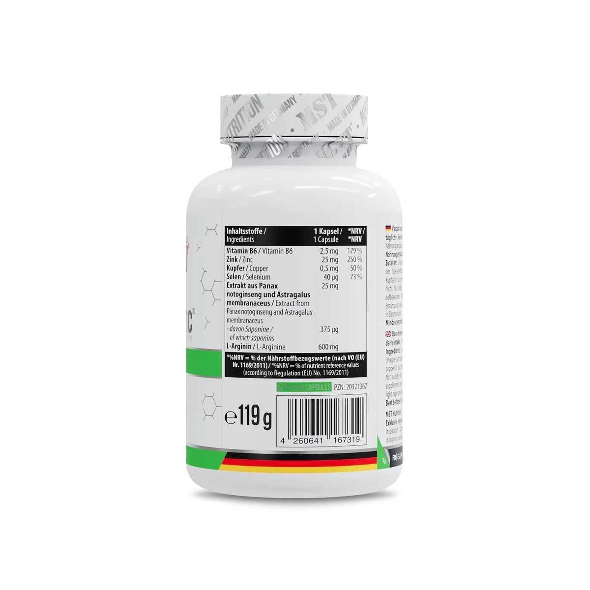 L-аргінін, цинк MST Nutrition ArgiZinc Forte, 120 капсул для підтримки загального самопочуття. Фото 3