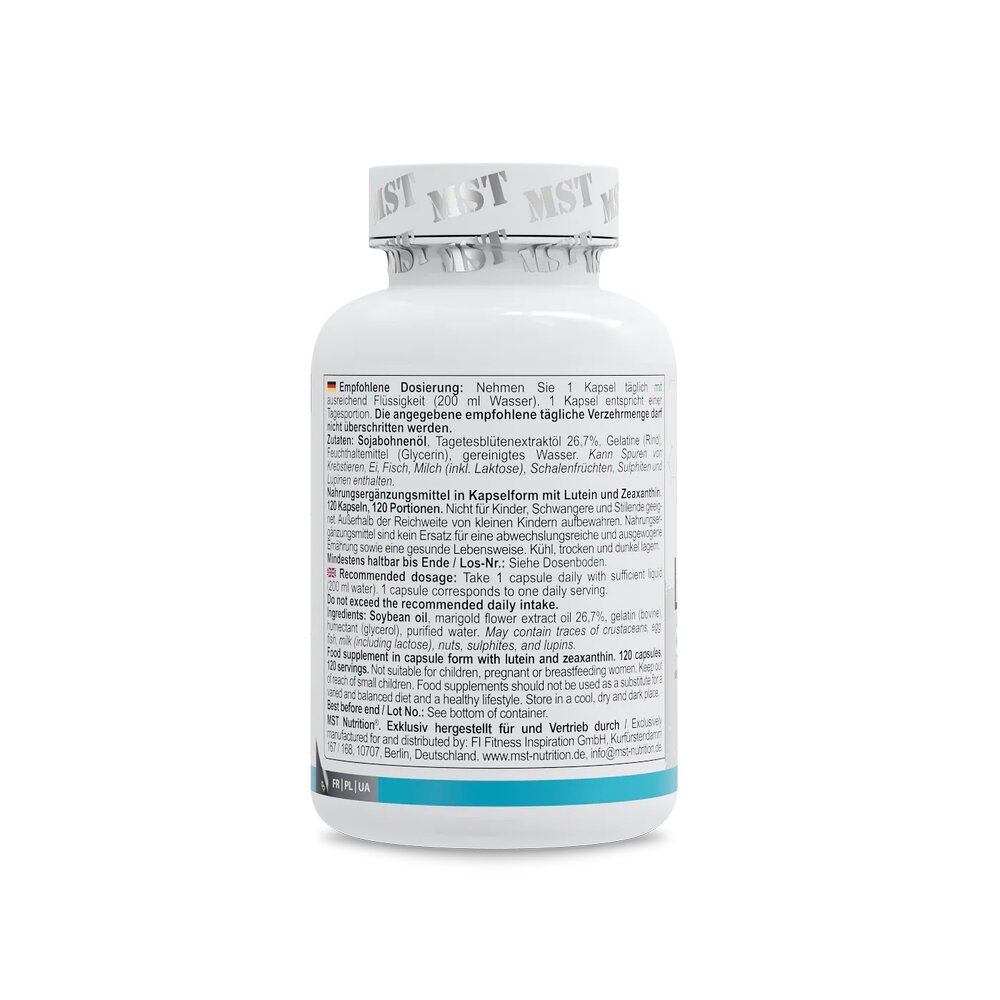Лютеїн MST Nutrition Lutein 40 mg, 120 капсул з екстракту квіток чорнобривця. Фото 3