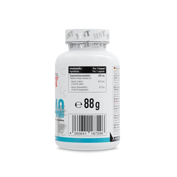 Лютеїн MST Nutrition Lutein 40 mg, 120 капсул з екстракту квіток чорнобривця. Фото 2