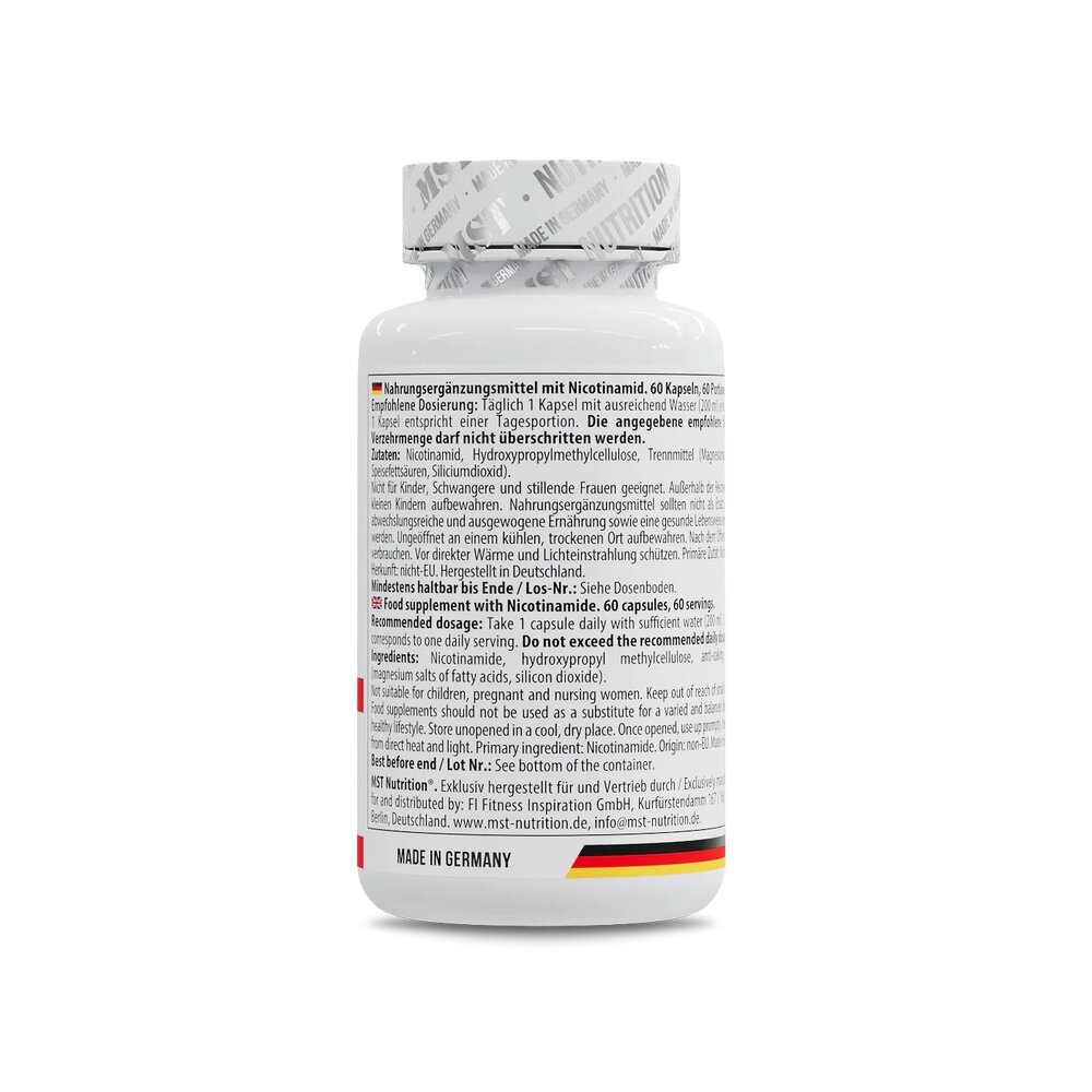 Витамин В3 MST Nutrition Niacin, 60 капсул. Фото 3