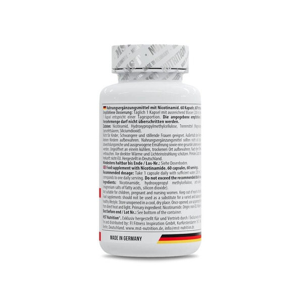 Витамин В3 MST Nutrition Niacin, 60 капсул. Фото 3