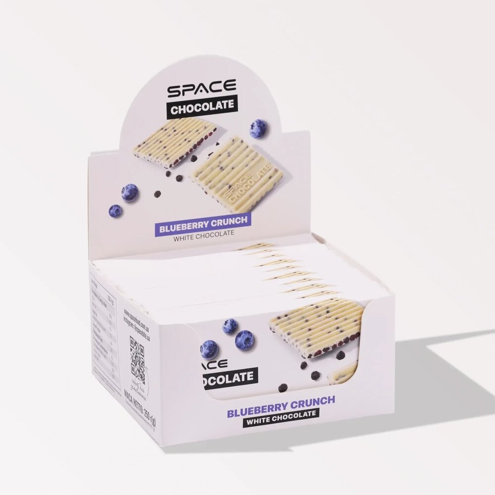 Блок белого шоколада Spacefood Space Chocolate Blueberry Crunch, 10*25грамм