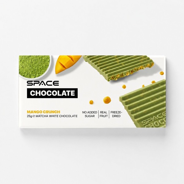 Блок білого шоколаду з матчею Spacefood Space Chocolate Mango Crunch, 10*25 грам. Фото 2