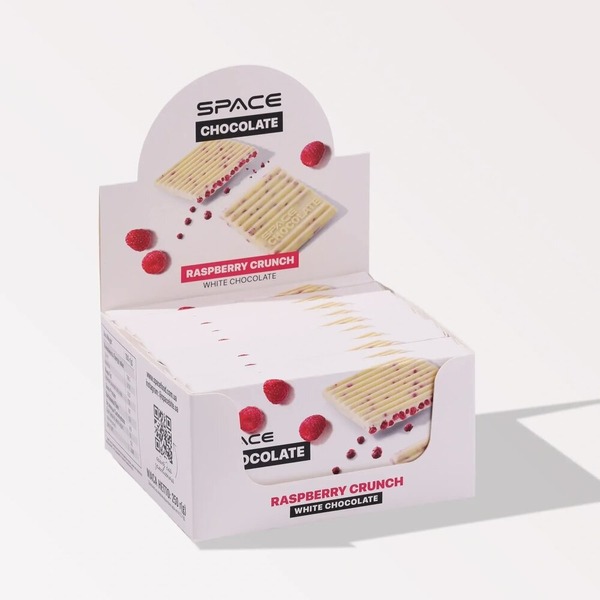 Блок белого шоколада Spacefood Space Chocolate Raspberry Crunch, 10*25 грамм