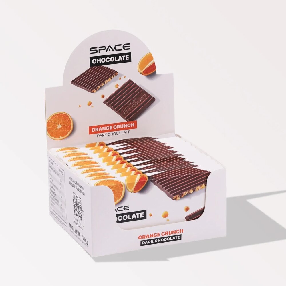 Блок темного шоколада Spacefood Space Chocolate Orange Crunch, 10*25 грамм
