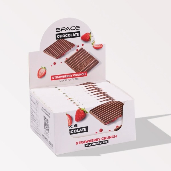Блок молочного шоколада Spacefood Space Chocolate Strawberry Crunch, 10*25 грамм