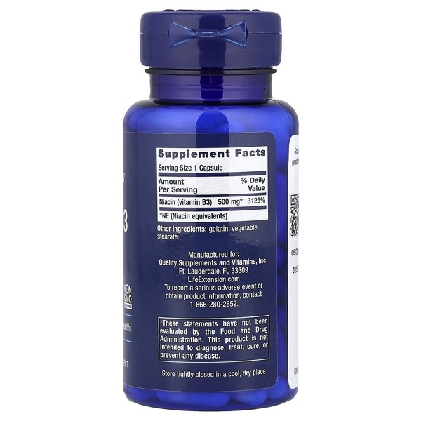Ниацин Life Extension Vitamin B3 Niacin, 100 капсул. Фото 2