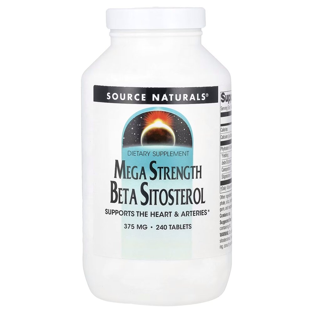 Фитостеролы Source Naturals Beta Sitosterol 375 mg Mega Strength, 240 капсул