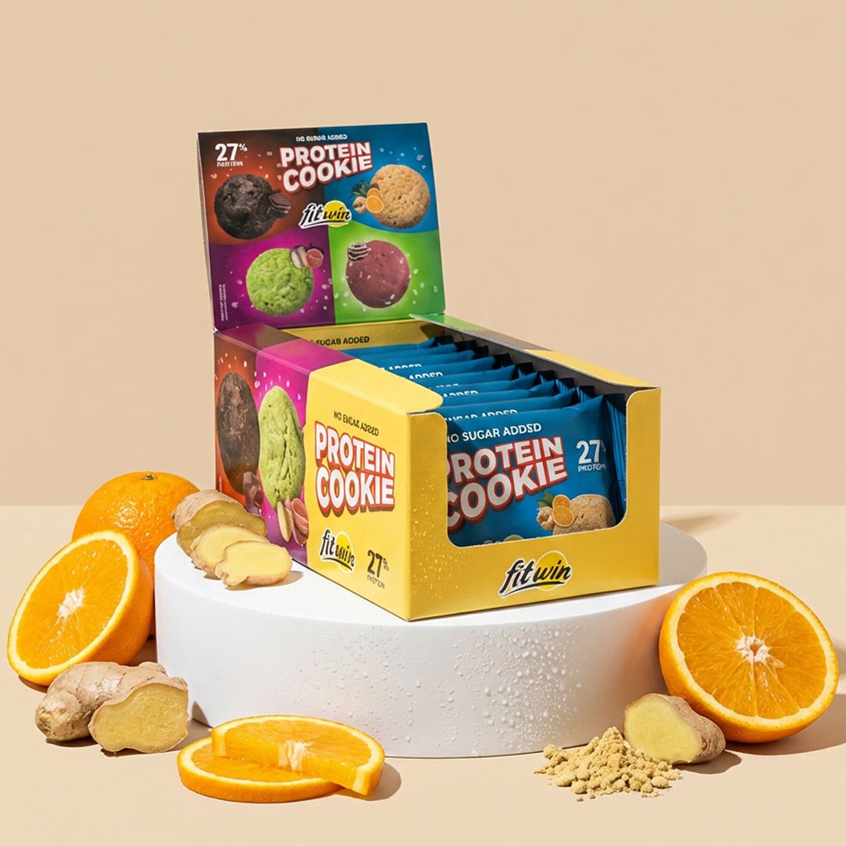 Блок протеїнового печива FitWin Protein Cookie 27%, 10*40 грамів
