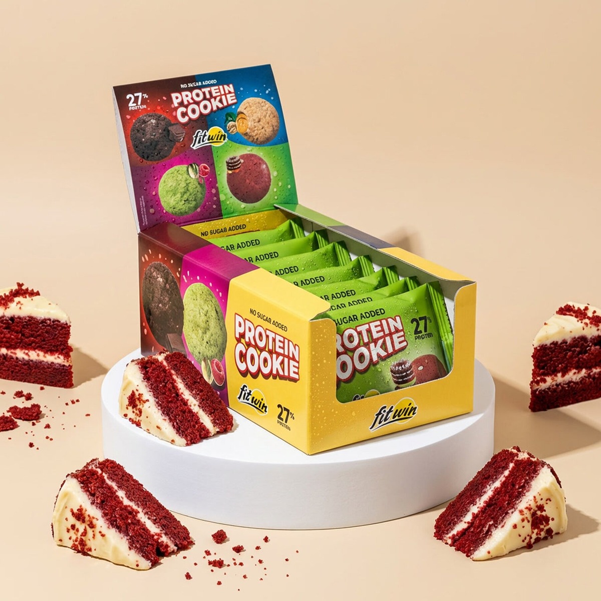 Блок протеинового печенья FitWin Protein Cookie 27%, 10*40грамм