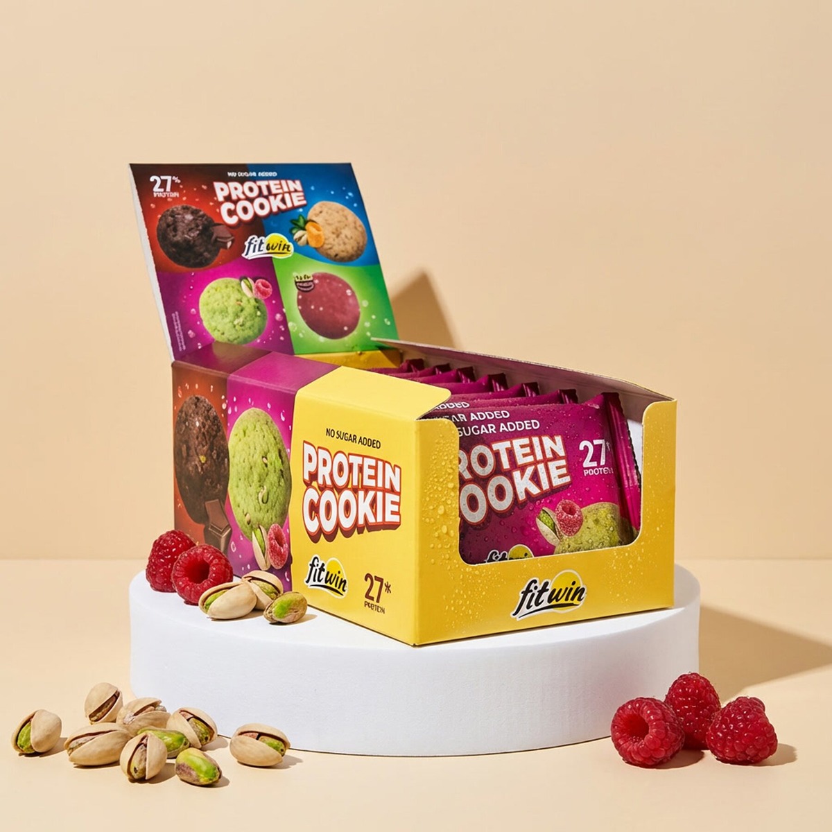 Блок протеинового печенья FitWin Protein Cookie 27%, 10*40 грамм