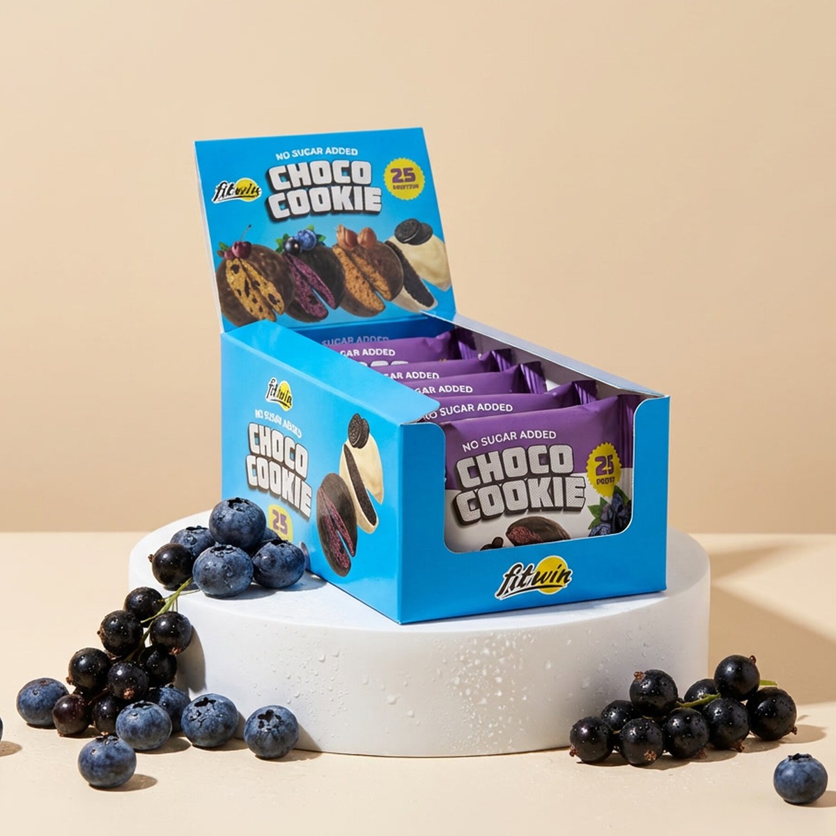 Блок протеїнового печива FitWin Protein Cookie 25% Glazed, 10*40 грамів
