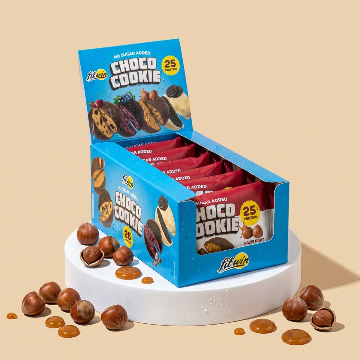 Блок протеїнового печива FitWin Protein Cookie 25% Glazed, 10*40 грамів