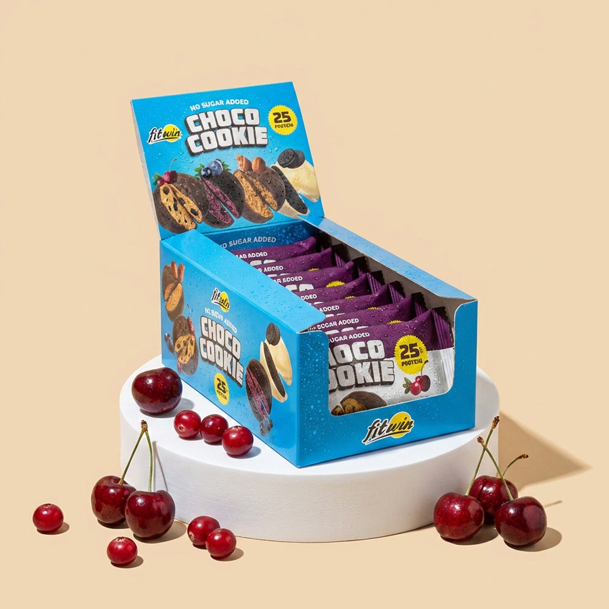 Блок протеїнового печива FitWin Protein Cookie 25% Glazed, 10*40 грамів