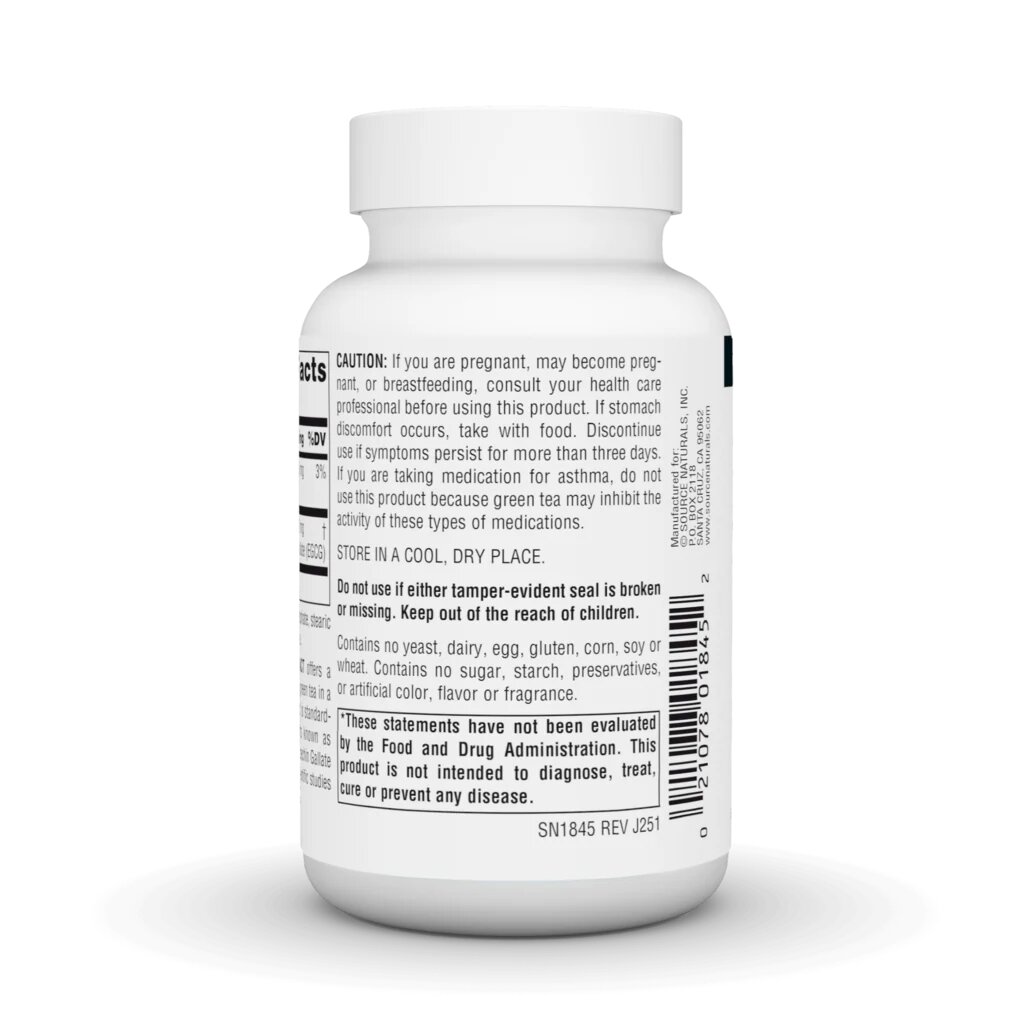 Натуральна добавка Source Naturals Green Tea Extract 500 mg, 60 таблеток. Фото 3