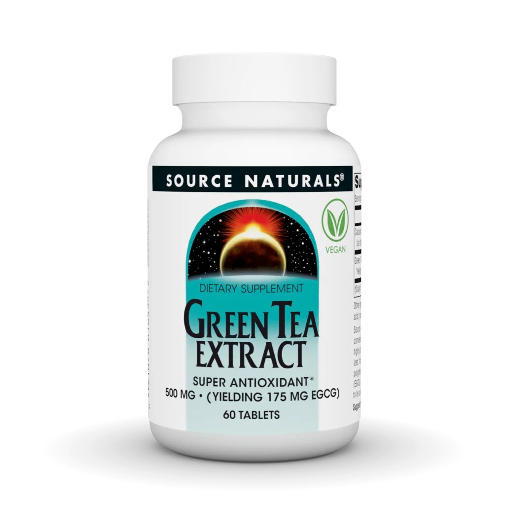 Натуральна добавка Source Naturals Green Tea Extract 500 mg, 60 таблеток